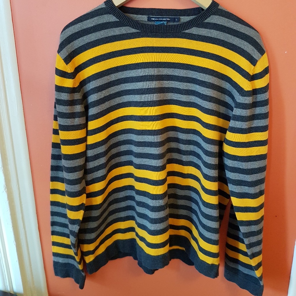 FRENCH CONNECTION 100% cotton striped sweater, L